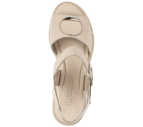 Sandale casual, dama, ANNA VIOTTI, D22-S 488 gri, piele naturala, platforma